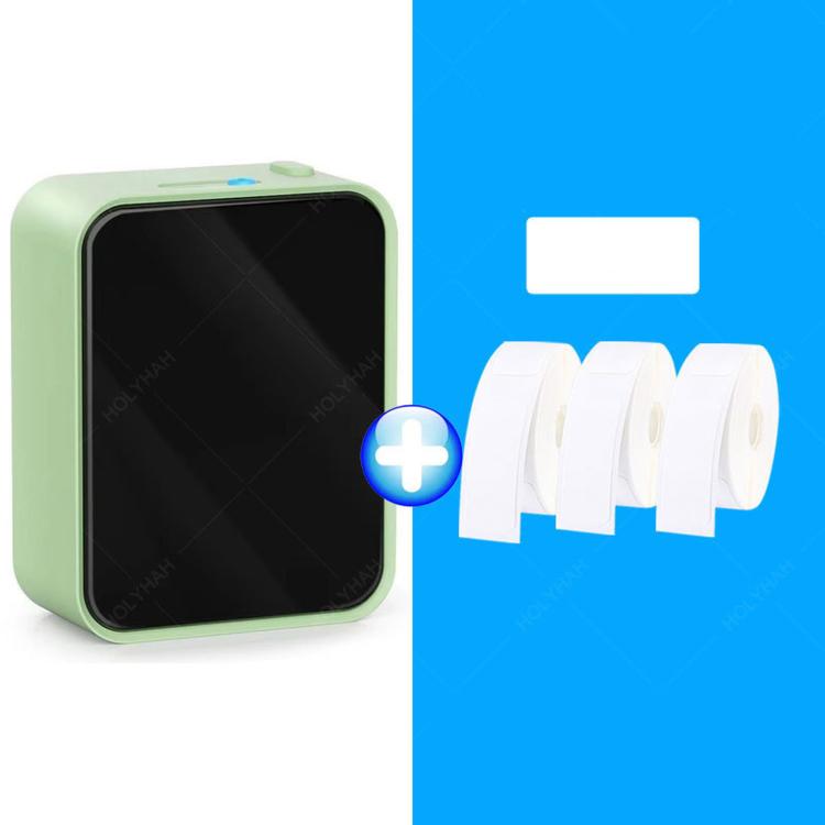 Matcha green thermal label printer with white label tape roll