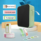 Matcha green thermal label printer with label tape and printed label sheets