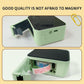 Mint green thermal label printer with open top showing label slot