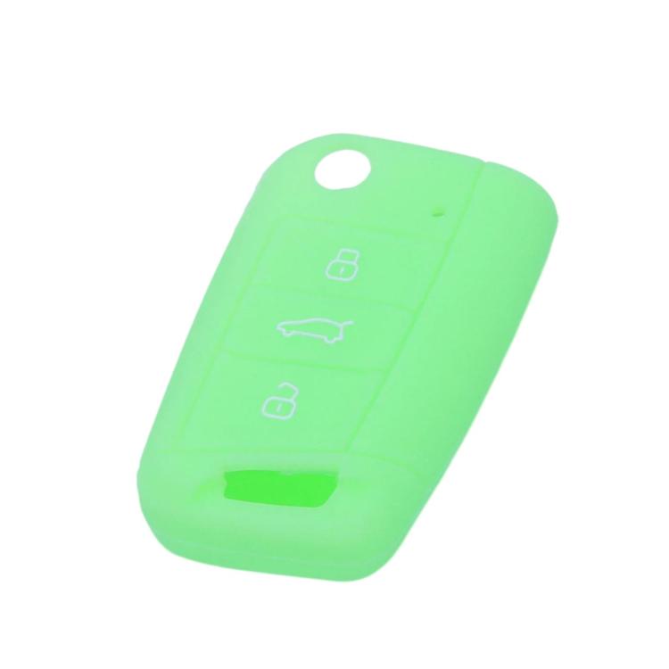Green silicone key cover with key ring hole and button cutouts