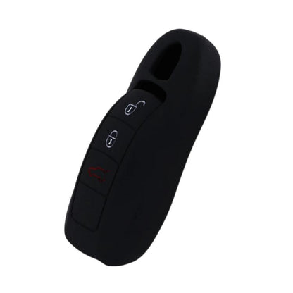 Silicone key fob cover for Porsche, black, with button cutouts.