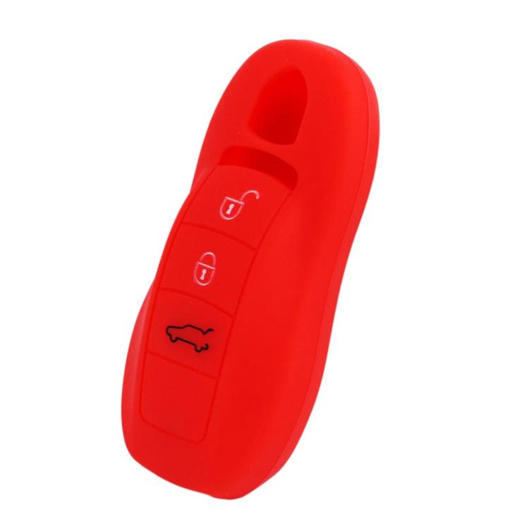 Silicone key fob cover for Porsche, red, with button cutouts.
