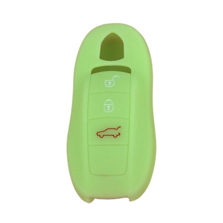 Silicone key fob cover for Porsche, light green, with button cutouts.