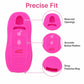 Pink silicone key fob cover with precise button cutouts and snug wrap
