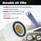 Cylindrical air filter with blue mesh outer and circular end opening