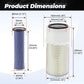 Cylindrical engine air filter elements shown in front and side profiles
