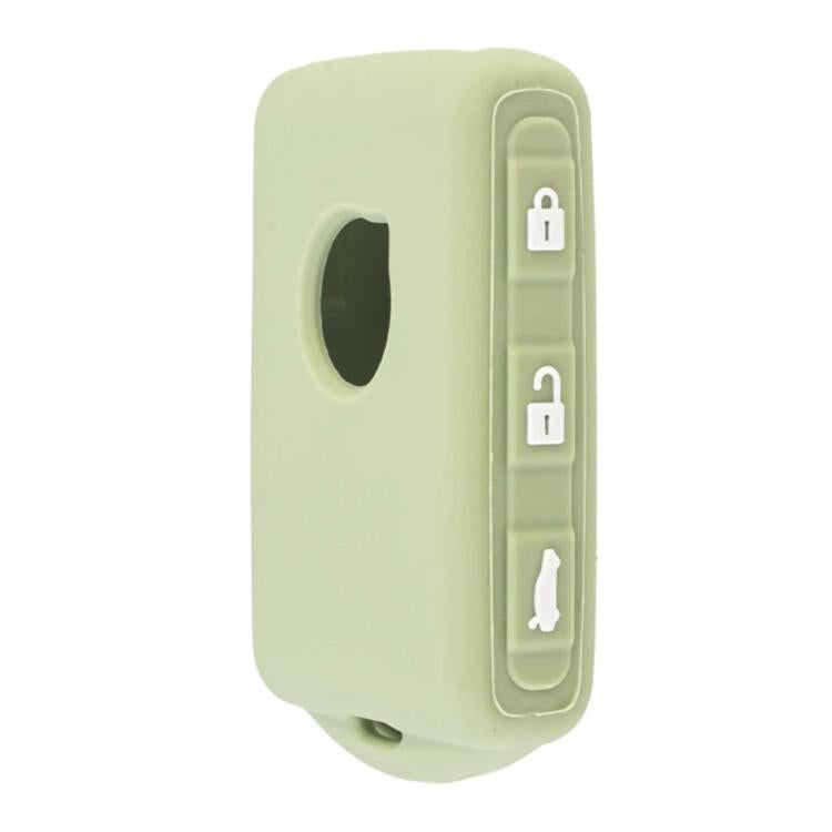 Silicone key fob cover, khaki green color with key ring hole and lock button cutouts