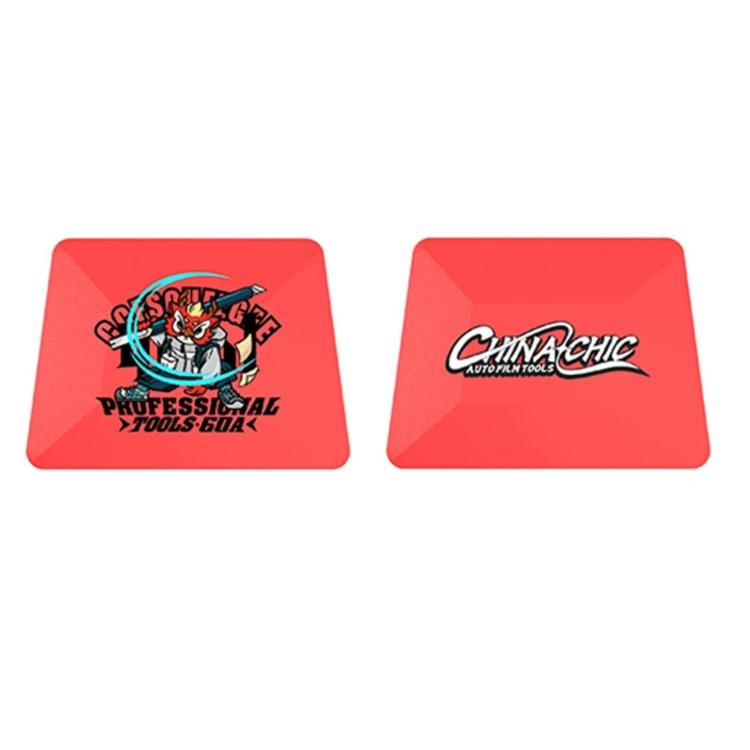 Red double-sided wrapping film scraper pad with logo