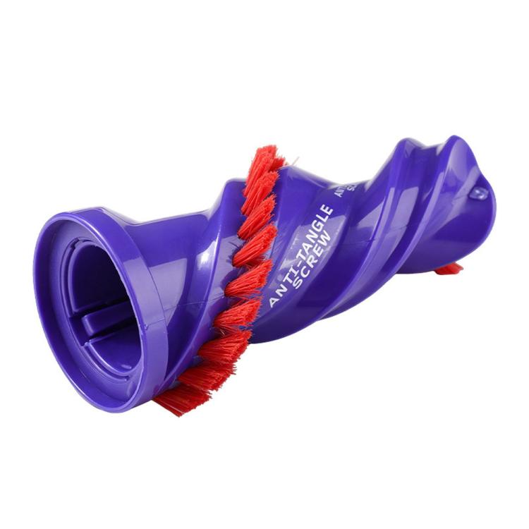 Blue conical brush roller attachment with red bristle sections and end cap