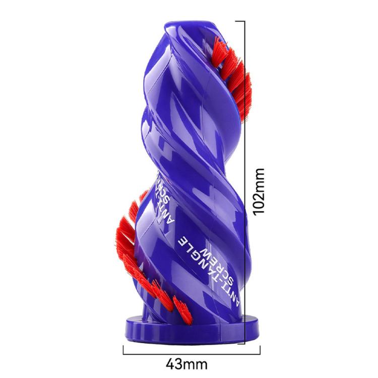Blue conical brush roller with red bristles; 43mm x 102mm