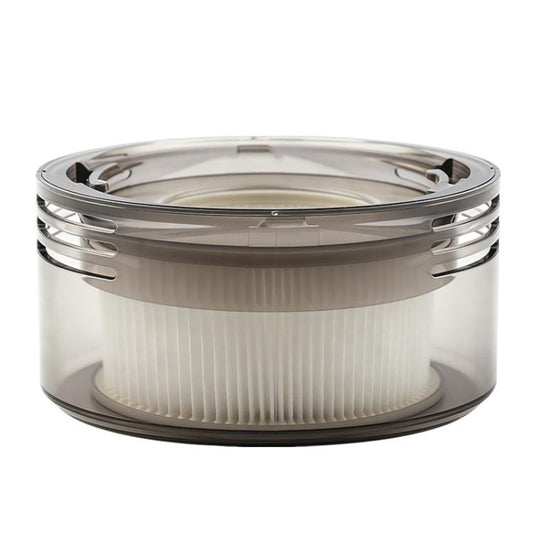 Grey circular vacuum post-filter HEPA element with pleated white filter core