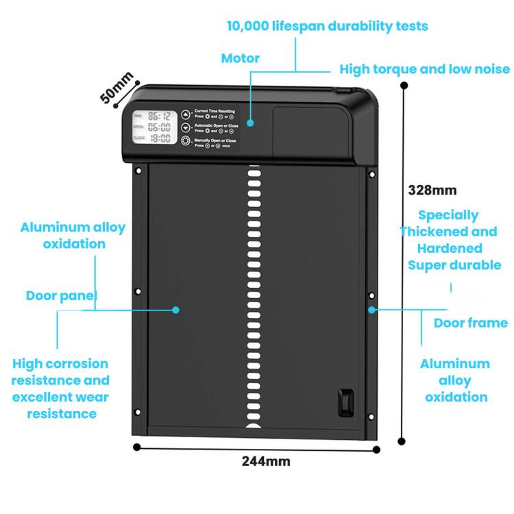 Aluminum Alloy Digital Display Automatic Timed Chicken Coop Door, KF4201058