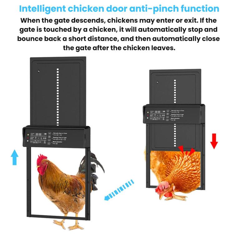 Solar-Powered Remote Control Light Sensor Timer Alarm Chicken Coop Door, KF4201066