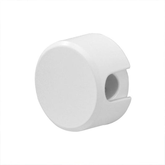 White aluminum wall-mount cable lock holder with side hole for hair dryer cord