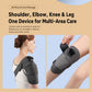 Gray cordless heated massager sleeve for shoulder, elbow, or knee with controller