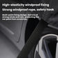 Front windshield cover securing strap and hook detail near the windshield edge