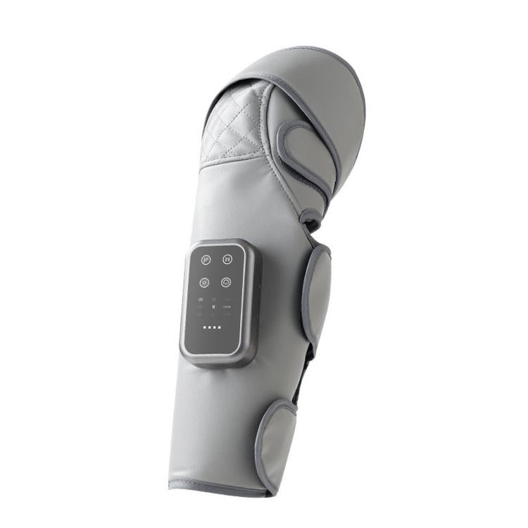 Gray cordless air compression leg massager for calf and knee with control panel