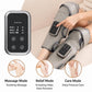 Gray air compression leg massager with remote control and three modes on display