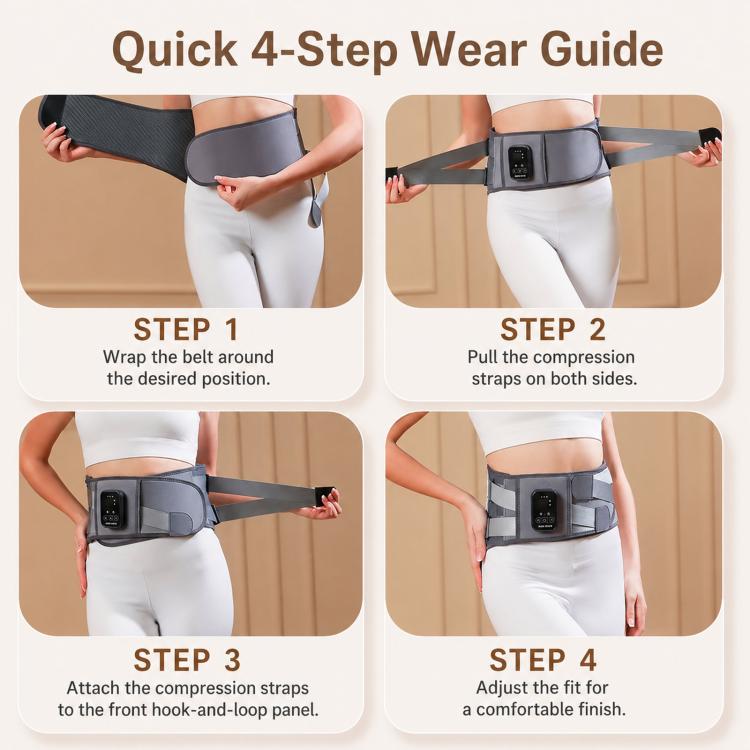 Cordless Heated Waist Belt Massager With Vibration Support Back Heat Pad