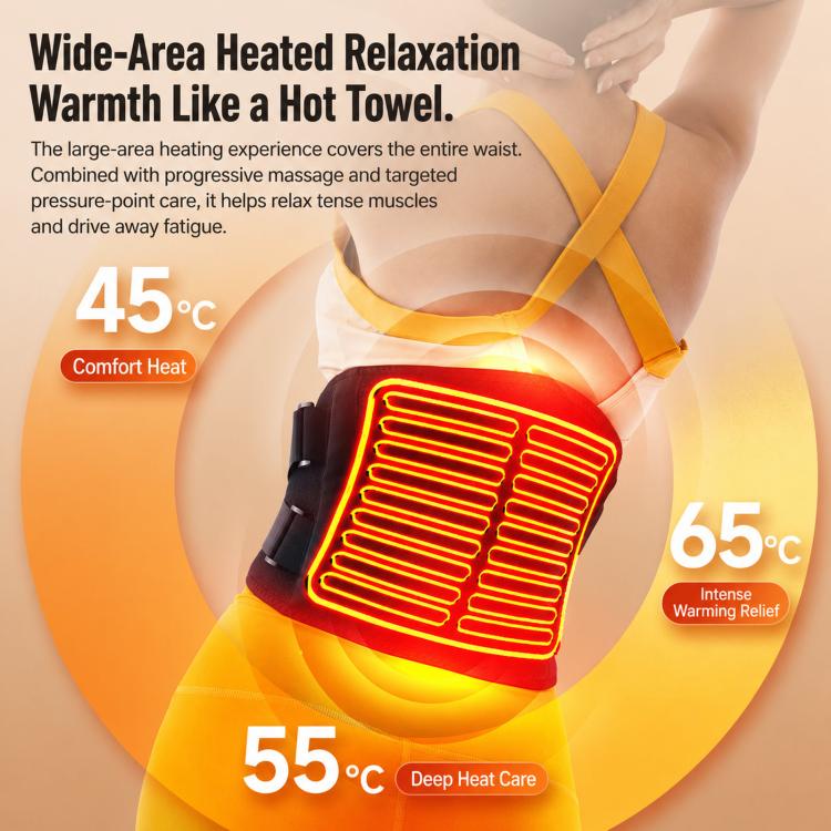 Cordless Heated Waist Belt Massager With Vibration Support Back Heat Pad