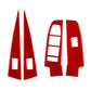 Red carbon fiber window lifter control panel sticker set with switch cover and two trim fins
