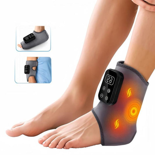 Heated Ankle Brace Support Massager With Vibration 6 Heat Levels 30Min Auto Off