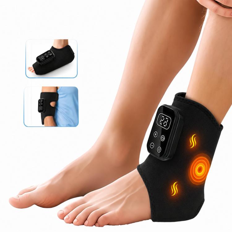 Heated Ankle Brace Support Massager With Vibration 6 Heat Levels 30Min Auto Off