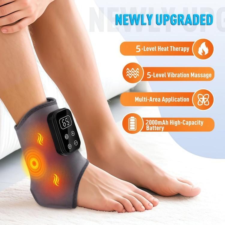 Heated Ankle Brace Support Massager With Vibration 6 Heat Levels 30Min Auto Off