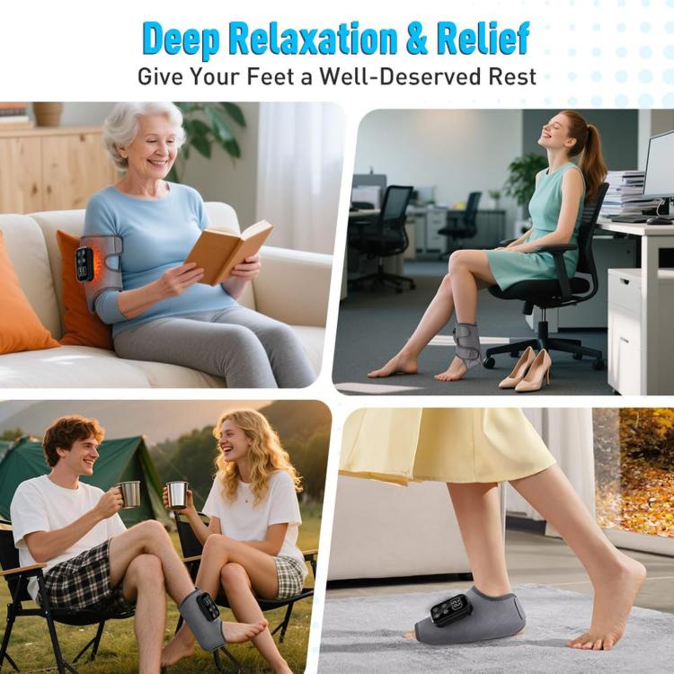 Heated Ankle Brace Support Massager With Vibration 6 Heat Levels 30Min Auto Off
