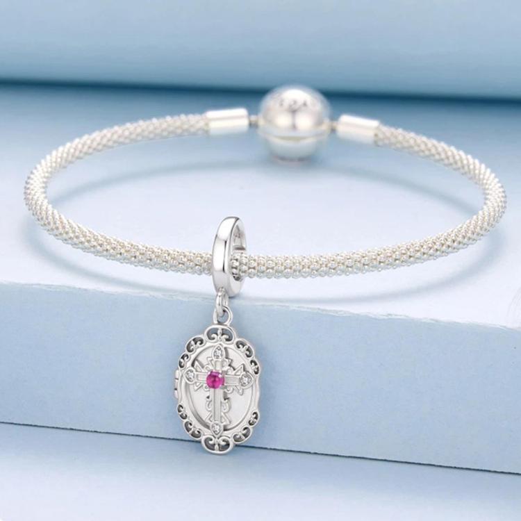 S925 Sterling Silver Cross Photo Box Commemorative DIY Beaded, BSC1290-1