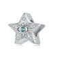 Sterling silver star-shaped bead charm with blue-green crystal eye and clear stones