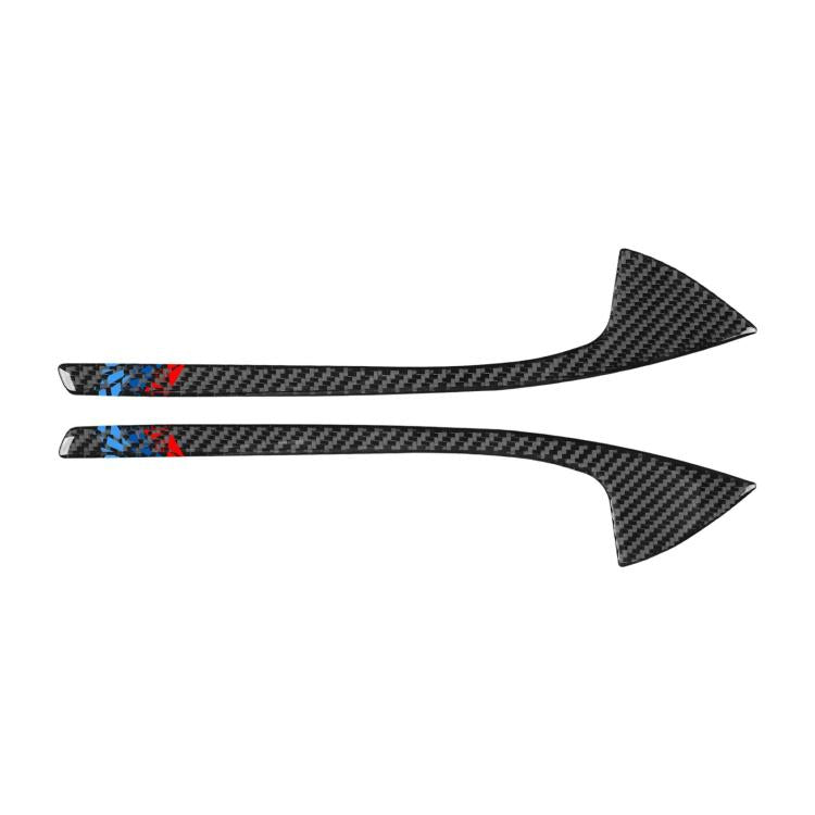 Front door armrest panel sticker, carbon fiber look with blue/red accents