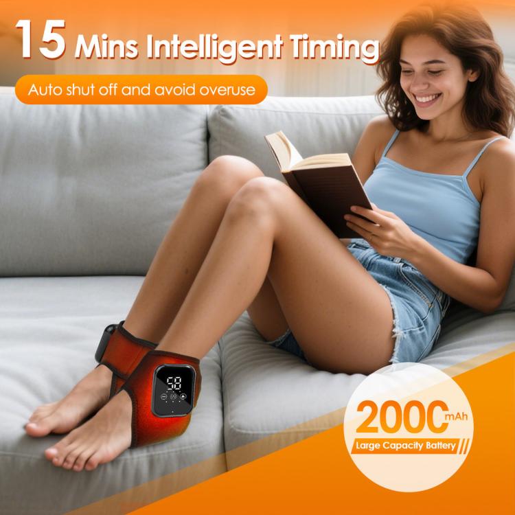 Heated Ankle Wrap Support Massager With Vibration 3 Heat Levels 15Min Auto Off
