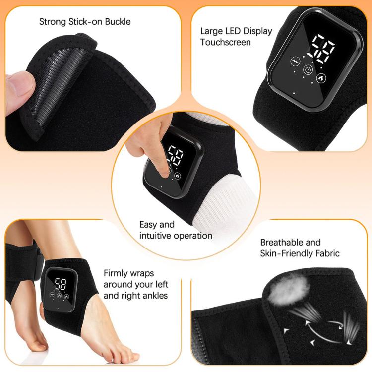 Heated Ankle Wrap Support Massager With Vibration 3 Heat Levels 15Min Auto Off