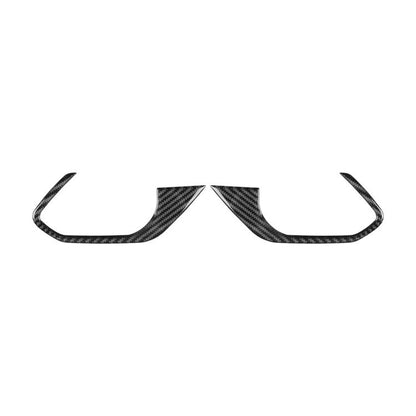 Pair of rear door handle frame stickers in black carbon-fiber weave, curved U-shape.