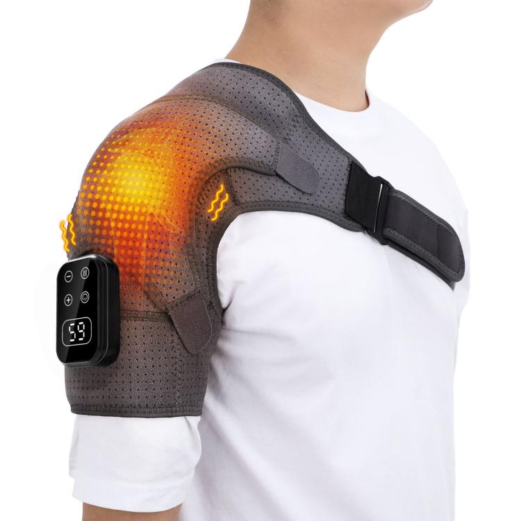 Heated Shoulder Brace Massager Cordless Heating Pad With 5 Vibration Levels