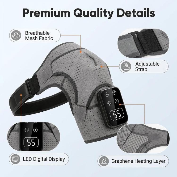 Heated Shoulder Brace Massager Cordless Heating Pad With 5 Vibration Levels