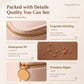 Close-up of PU jewelry bag with gold zipper track and textured surface