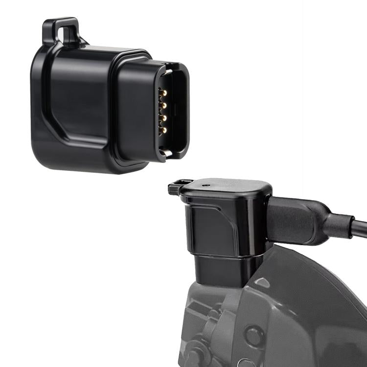 Black USB-C bike charging adapter with multi-pin charging connector housing