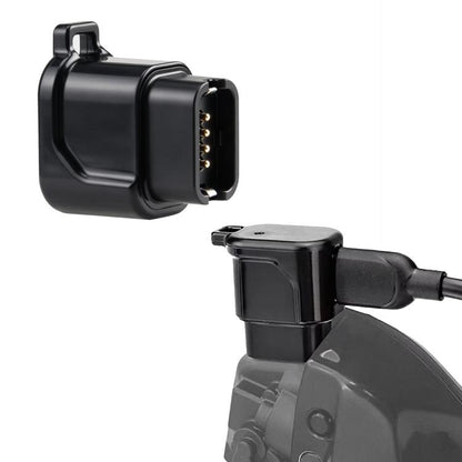 Black USB-C bike charging adapter with multi-pin charging connector housing