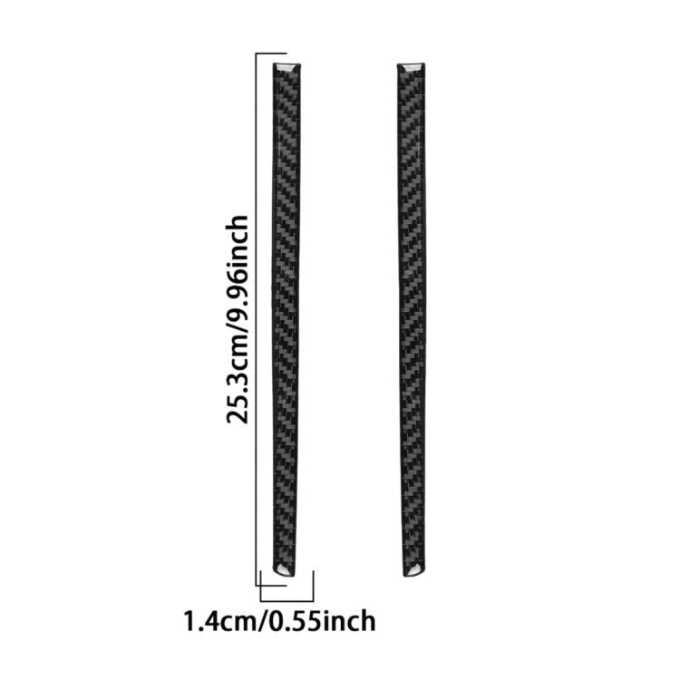 Black carbon fiber trim strips with size marks, about 25.3 cm by 1.4 cm