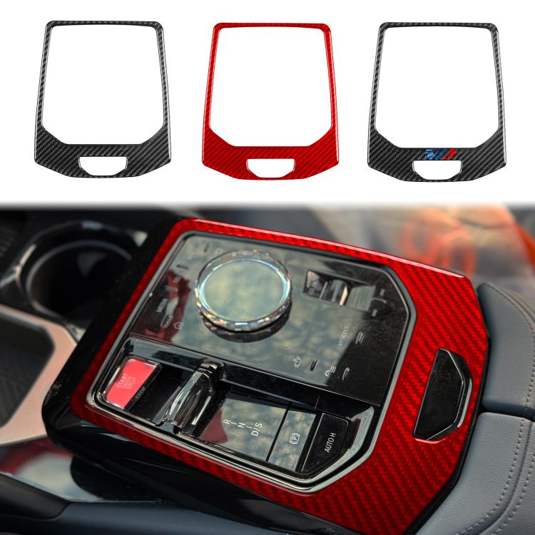 Center control panel stickers set: black carbon-fiber, red carbon-fiber, blue-accent design