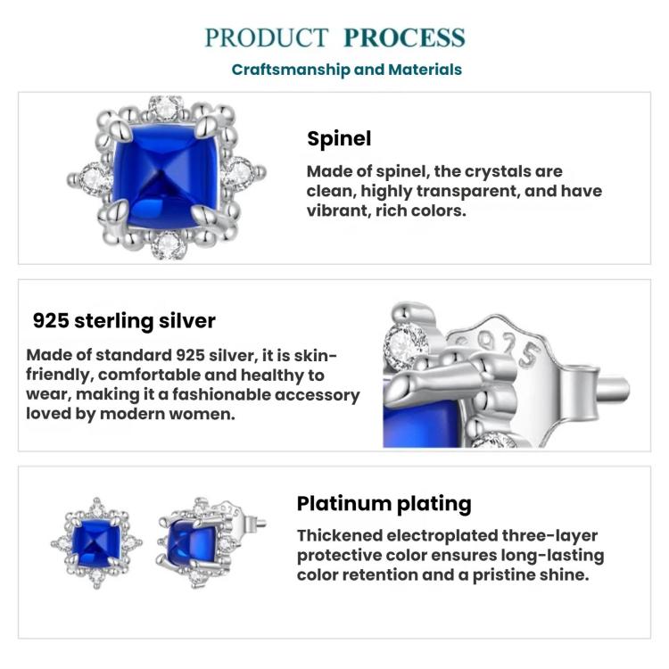 S925 Sterling Silver Blue Spinel Sparkling Earrings, BSE1312