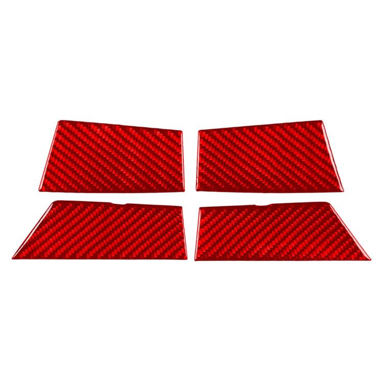 BMW door storage slot decorative sticker set: four red carbon-fiber patterned pieces