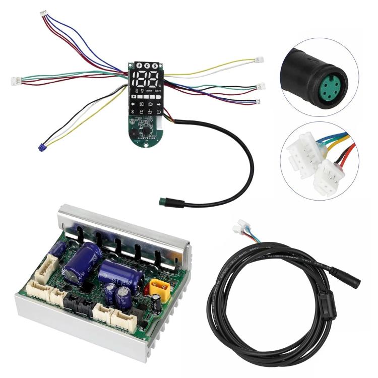 Electric scooter controller board kit with LED display module, cables, and connectors