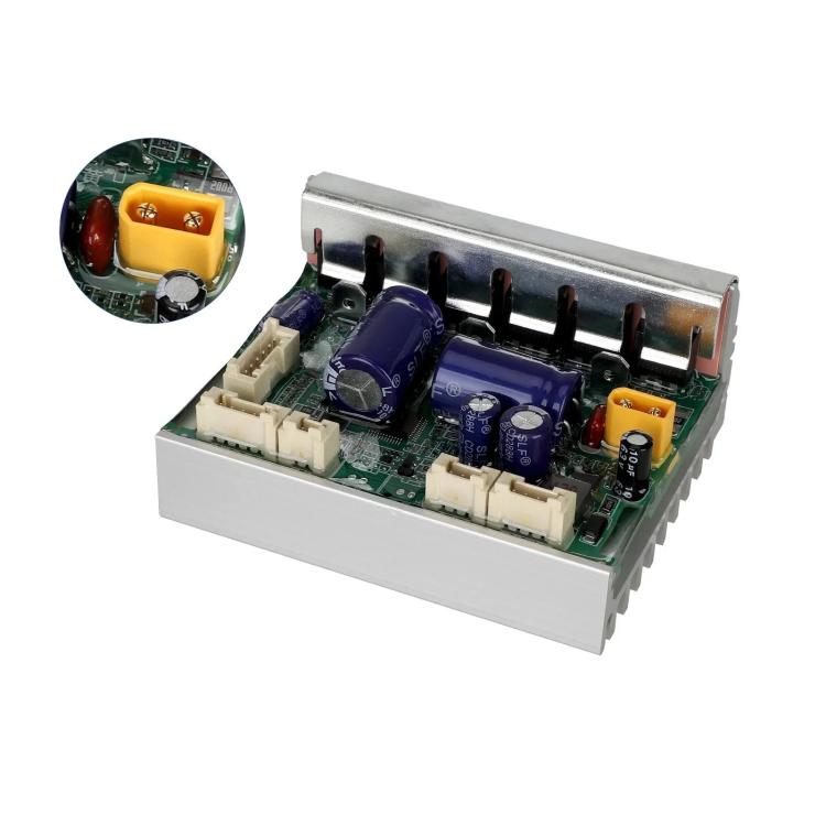 Electric scooter controller motherboard with electronic components and metal heat sink