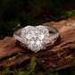 S925 sterling silver heart-shaped moissanite ring with halo and pavé band