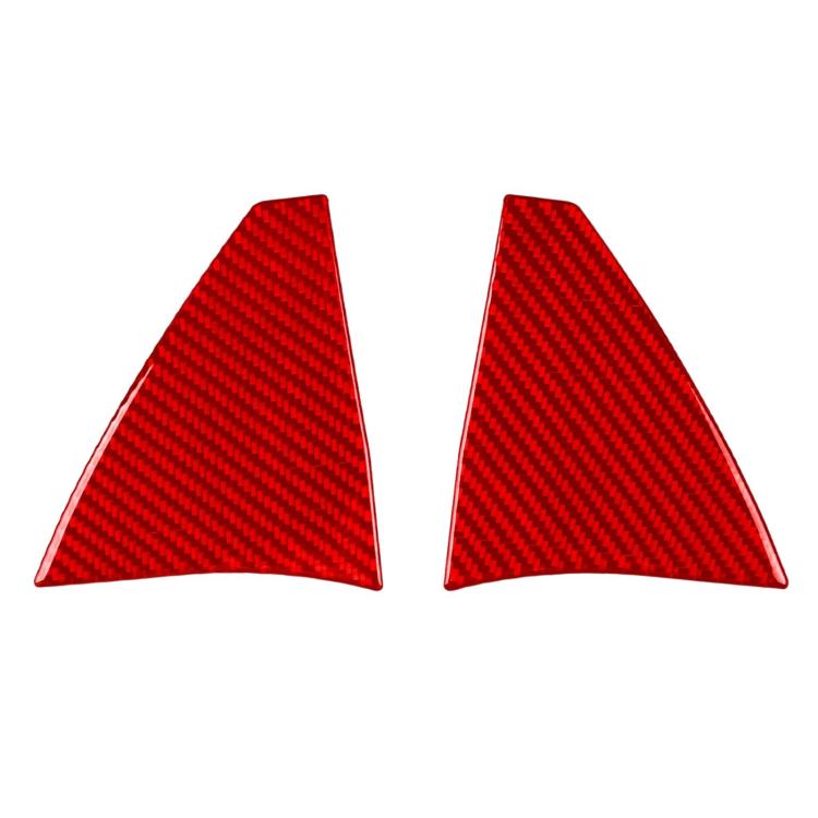 Red A-pillar decorative sticker set, two triangular pieces with carbon texture