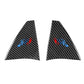 Carbon fiber A-pillar decorative stickers with blue-red emblem, two triangular pieces