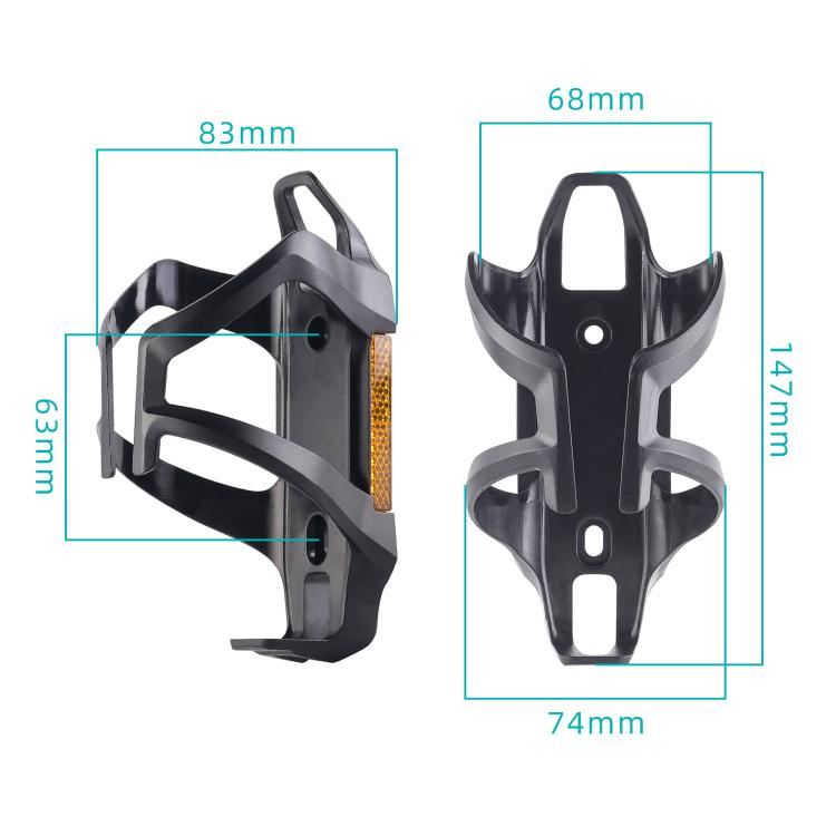 Bike water bottle cage size shown: 83mm, 68mm, 74mm